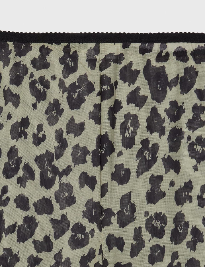 KAFFE Damen Women's Leggings Mesh Animal Print Skinny Fit Ankle Length High-Waisted Hose, Light Gree