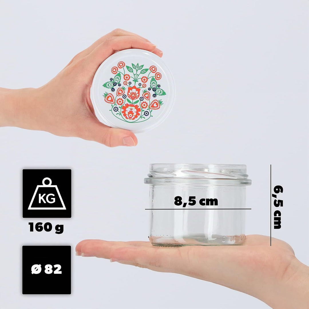 KADAX 20er Set Marmeladengläser 235ml TO82 Folklore, Einmachgläser Vorratsgläser Mason Jar mit Schra