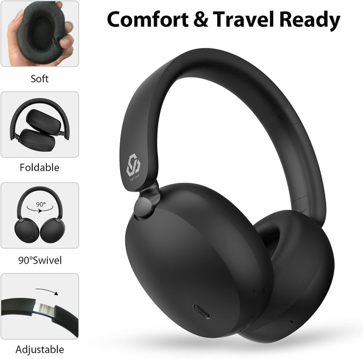 Bluetooth Kopfhörer Over Ear mit Hybrid Active Noise Cancelling, Mikrofon, Hi-Res Audio & Bässen, 65