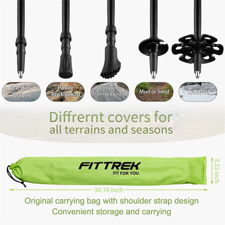 FitTrek Wanderstöcke Kork - Walking Stöcke - Trekkingstöcke Teleskop - Nordic Walking Stock Verstell