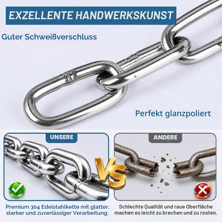 Edelstahl Ketten, 0,6m 5mm Starke Edelstahlkette Baumarkt in Vielen Längen &amp; Stärken bis 350Kg belas