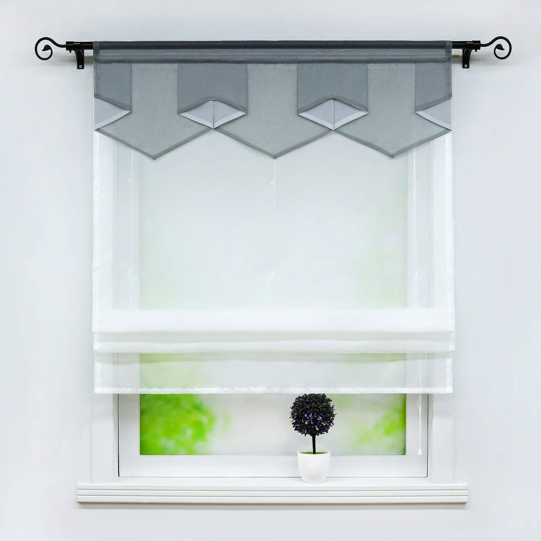 Joyswahl Voile Raffrollo Modernes Bändchenrollo mit farbigem Abschluss »Anita« Wohnzimmer transparen