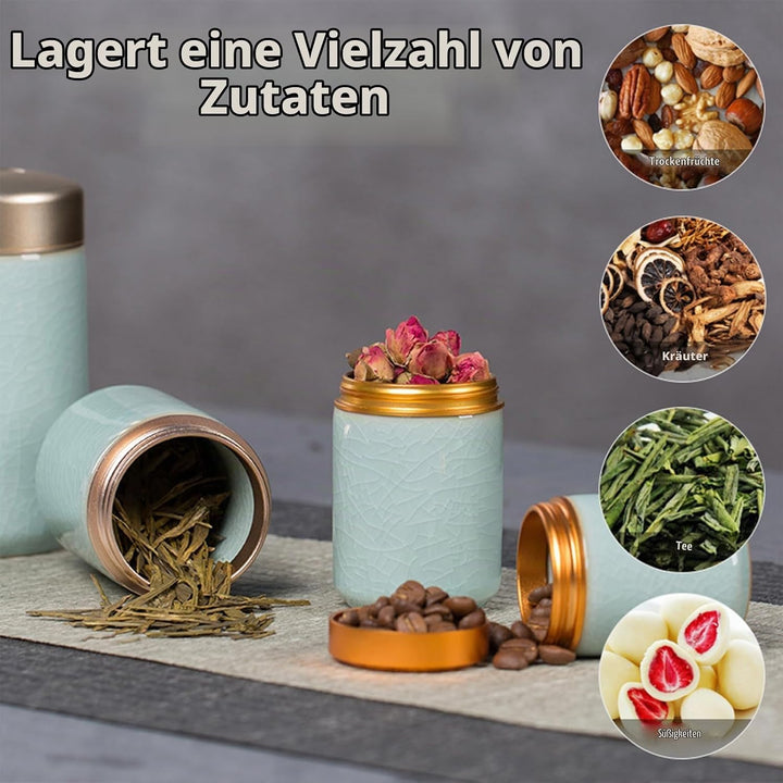 2 Stück Kleiner Keramischer Matcha-Behälter, Matcha Set, Keramik Teedose, Tragbarer Aufbewahrungsbeh