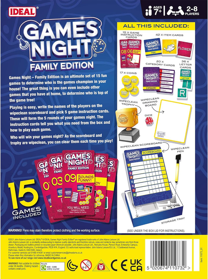 IDEAL, Games Night - Family Edition: Create the ultimate game night with 15 games included!, Family