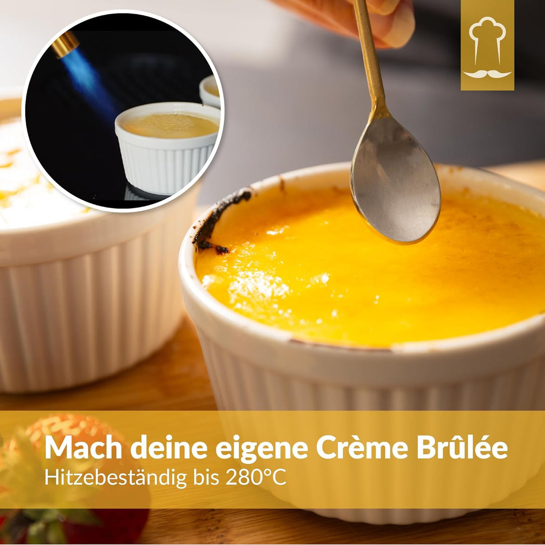 Chefarone® Soufflé Förmchen Backofenfest 10er Set - Creme Brulee Schälchen Keramik zum Backen und An