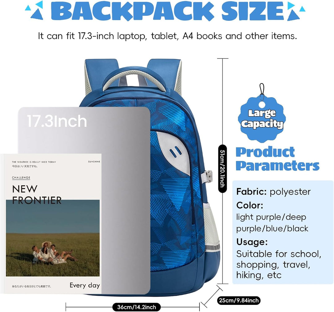 Amythe Gross Schulrucksack Teenager Jungen 46L, Gross Rucksack Schule Gymnasium Oberstufe Schulranze