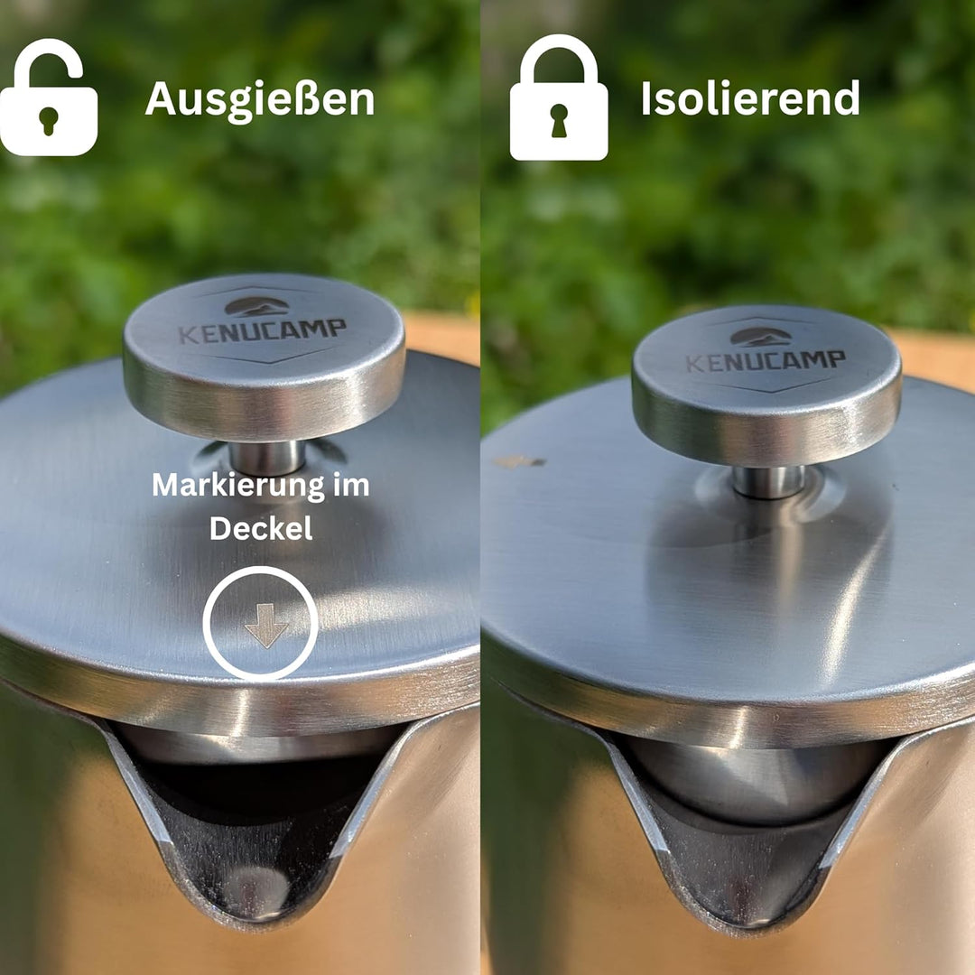 French Press 800ml – Isolierende Edelstahl Kaffeepresse (Silber), Doppelwandig & Langlebig, Thermo K