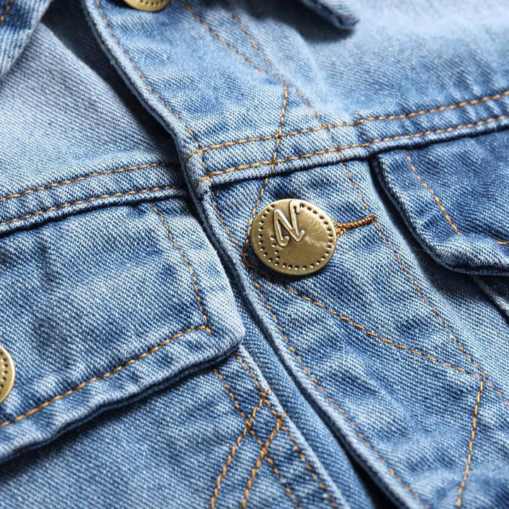 Lange ärmellose Jacke für Männer und Frauen, Denim-Weste für Herren, Revers, ärmellos, schmale Passf