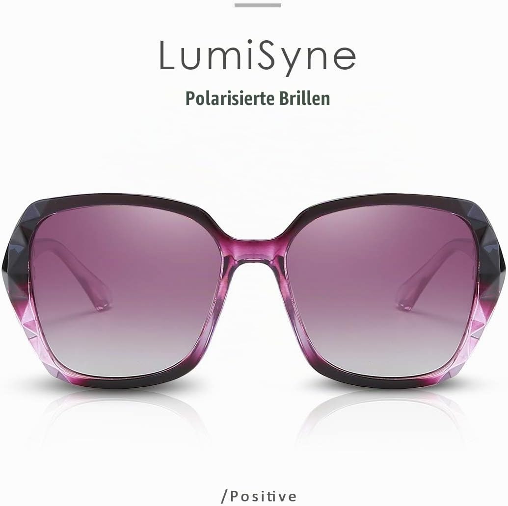 LumiSyne Sonnenbrille Damen Verspiegelt Verlaufsglas Polarisierte UV Schutz,Gross Polycarbonat Gläse