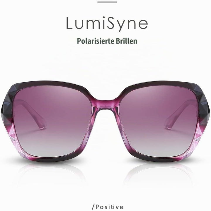 LumiSyne Sonnenbrille Damen Verspiegelt Verlaufsglas Polarisierte UV Schutz,Gross Polycarbonat Gläse