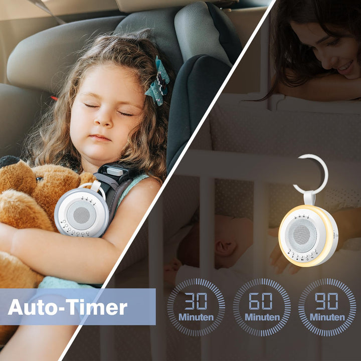 Tragbare Baby White Noise Machine: Easy@Home Einschlafhilfe Babys mit weissem Rauschen | Nachtlicht