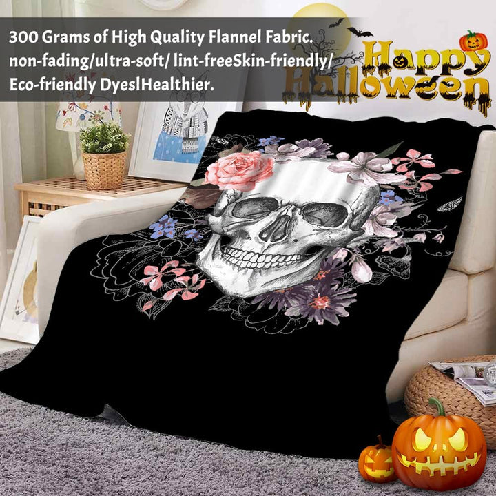 Halloween Decke Kuscheldecken Skelett Totenkopf Wohndecken Dicke Decke Winter warm Sofadecken Decke