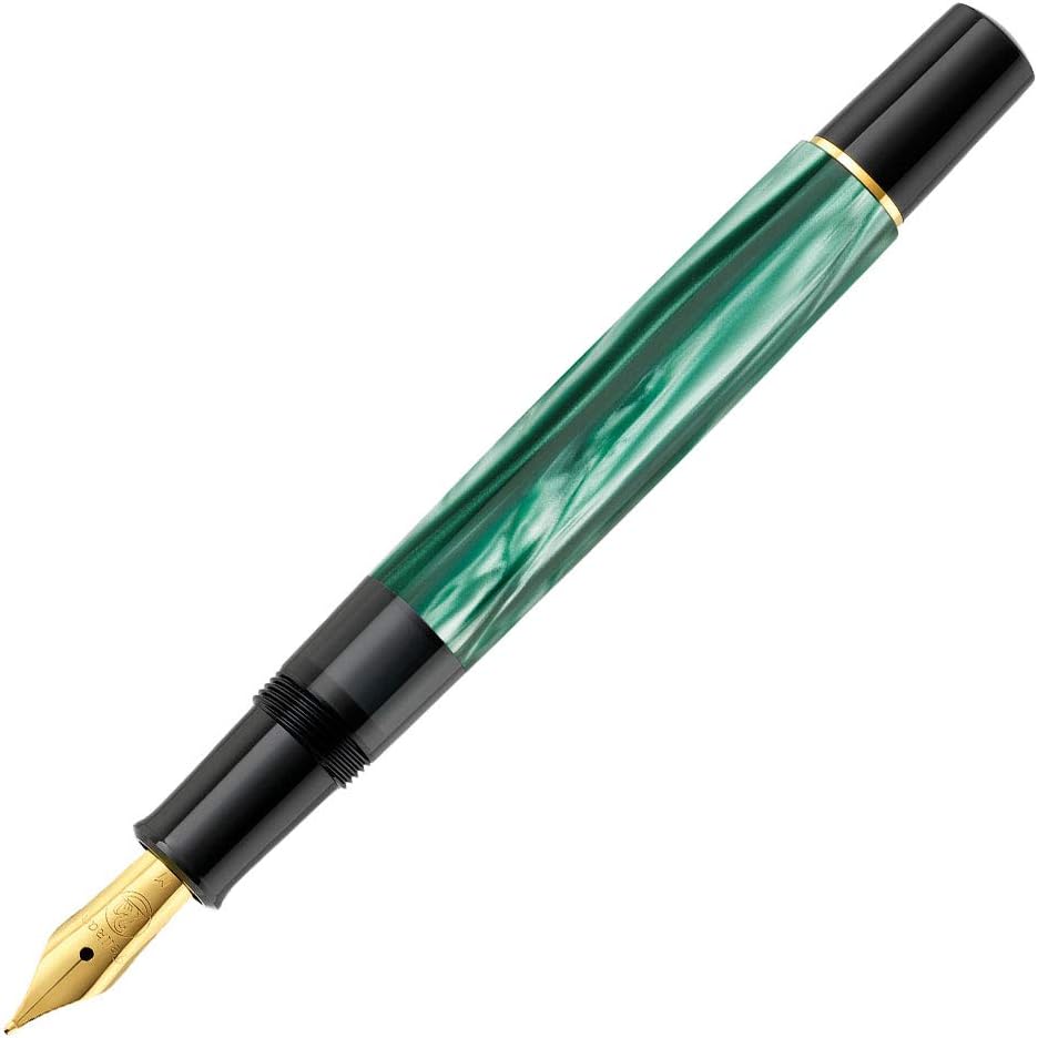 Pelikan Füllhalter Classic 200, Grün-Marmoriert, Feder M (mittel), hochwertiger Kolbenfüller im Gesc