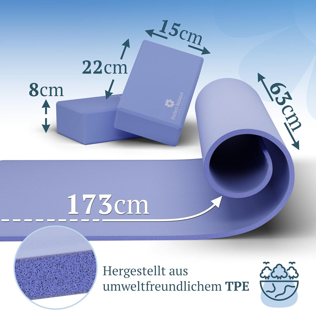 Perfect Balance® Yoga Matten Set [Premium Erfahrung] - Hochwertiges TPE-Material, Rutschfeste Oberfl