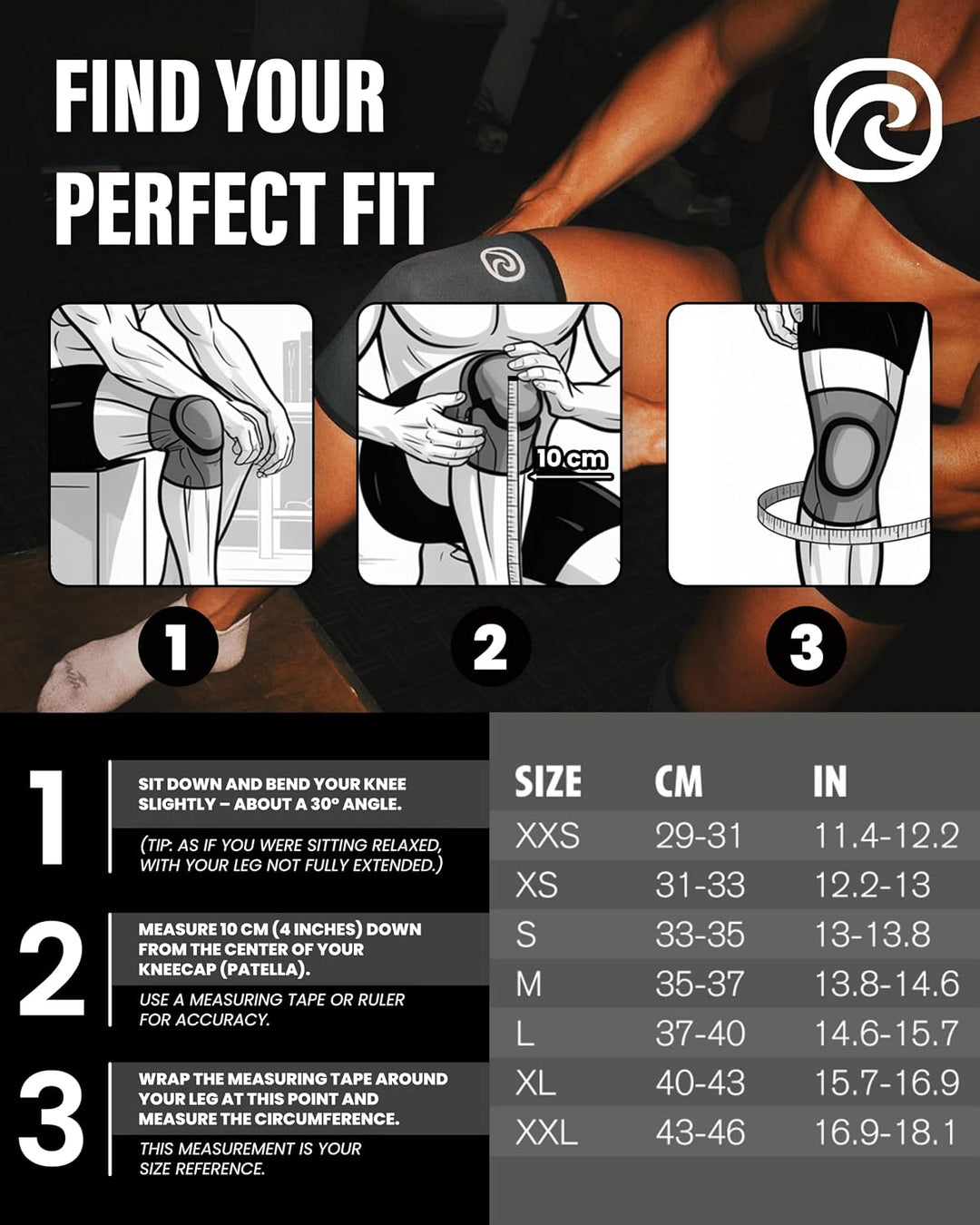 Rehband Kniebandage für Kraftsport &amp; Fitness - Kniebandage 7mm Neopren, flexibel &amp; rutschfest, Knee
