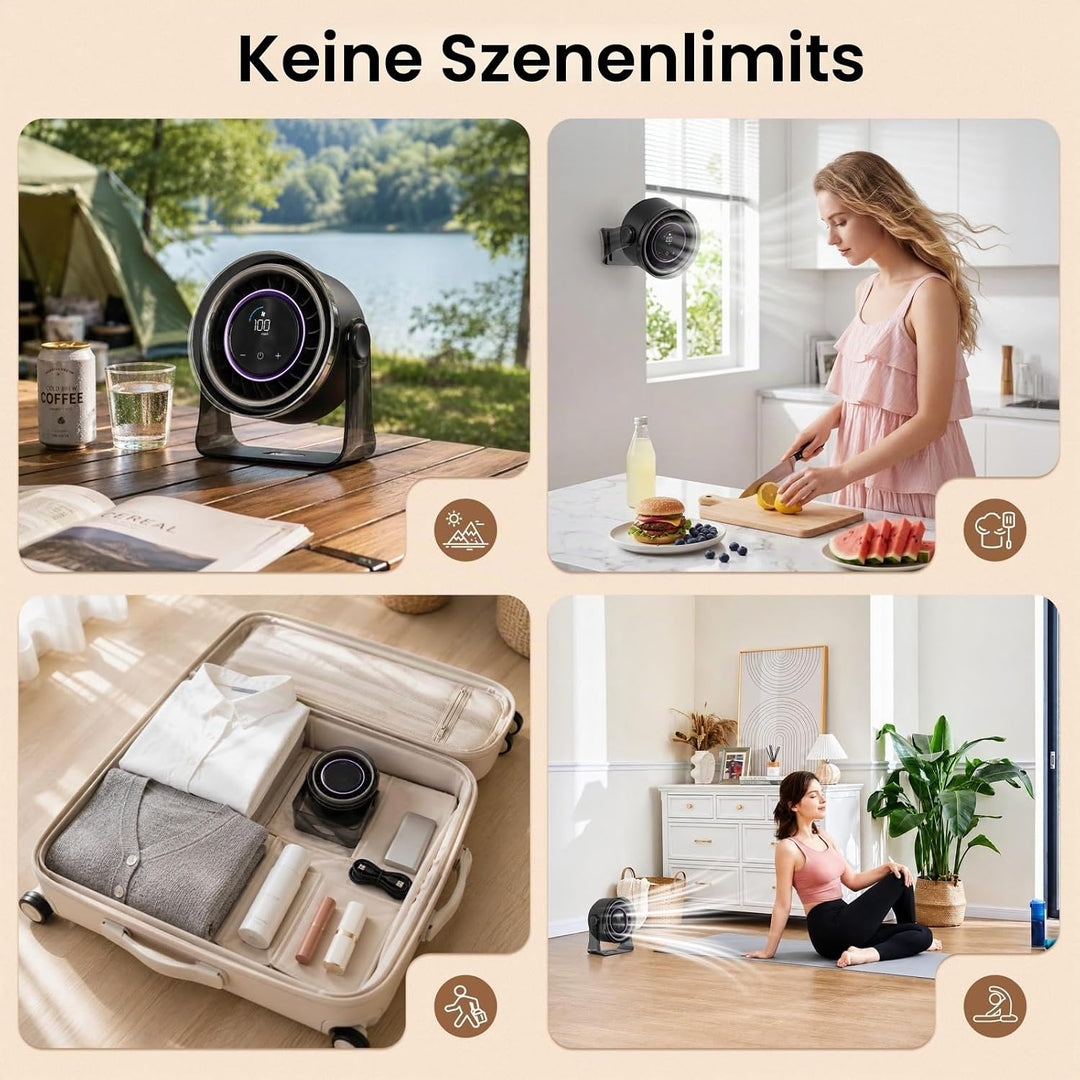 MERTTURM USB Tischventilator Leise mit Turbo Luftstrom, Max 11Std Laufzeit, Windgeschwindigkeiten 1-