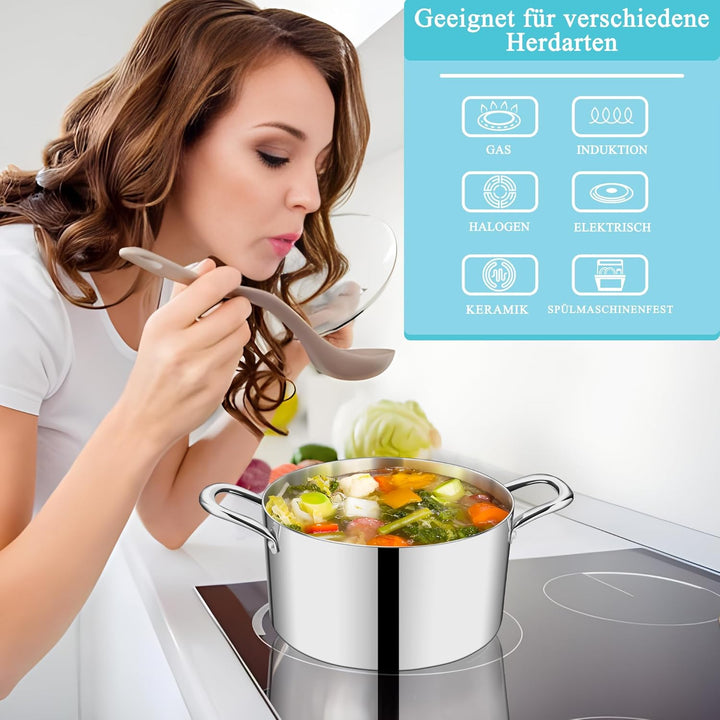 HaWare Kochtopf, 20cm Topf Induktion aus 3-Lagen Edeastahl, 3,3L Kochtöpfe Nudeltopf mit Glasdeckel