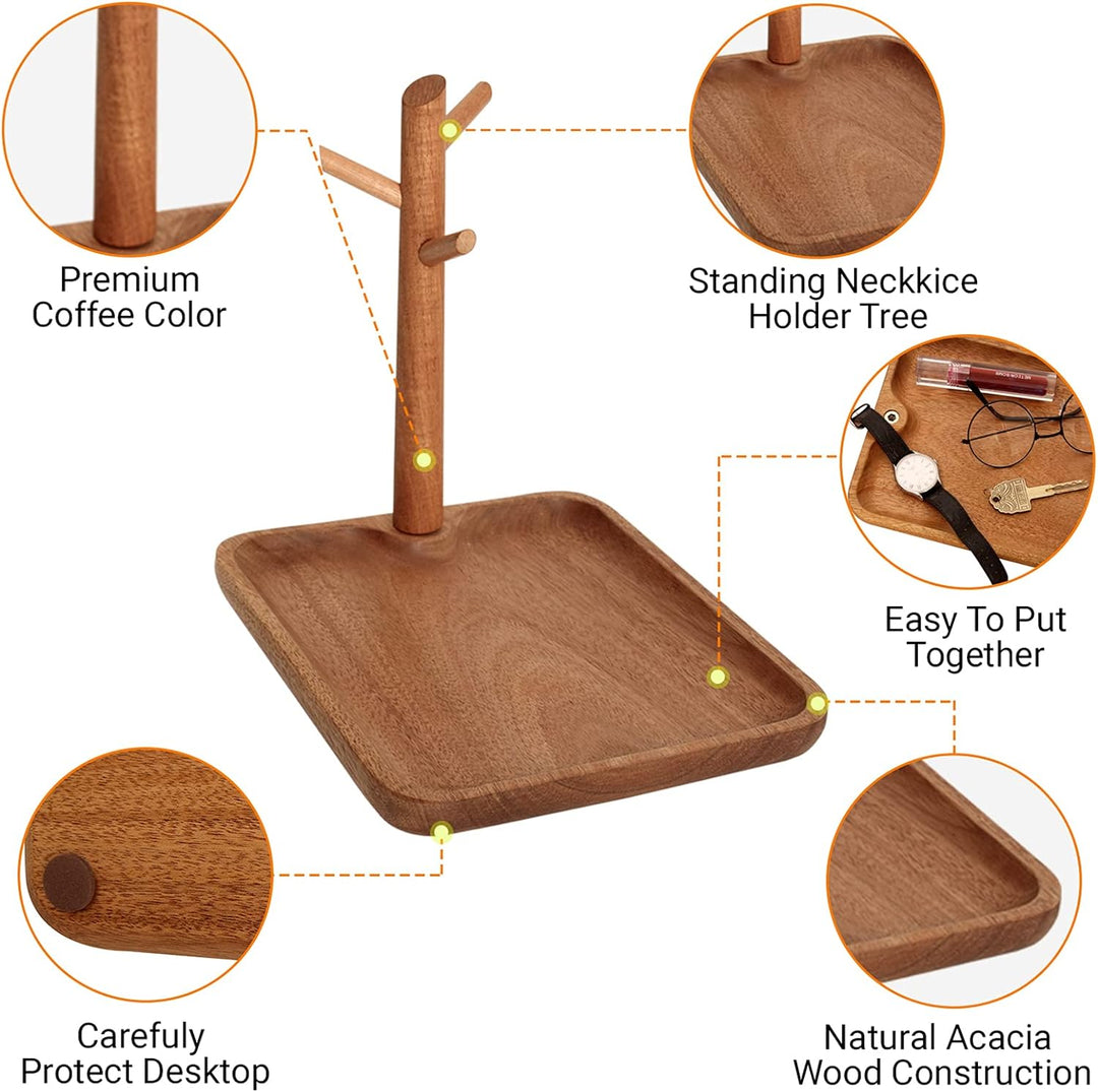 CYQGDKF Schlüsselschale für Eingangstisch, Holz-Tablett Organizer, Parfüm-Tablett für Kommode, 3 Ebe