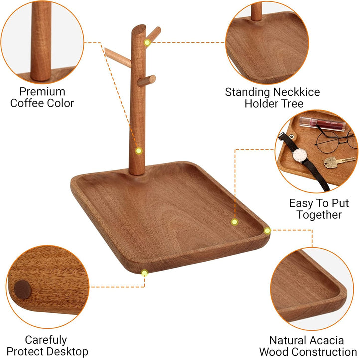 CYQGDKF Schlüsselschale für Eingangstisch, Holz-Tablett Organizer, Parfüm-Tablett für Kommode, 3 Ebe