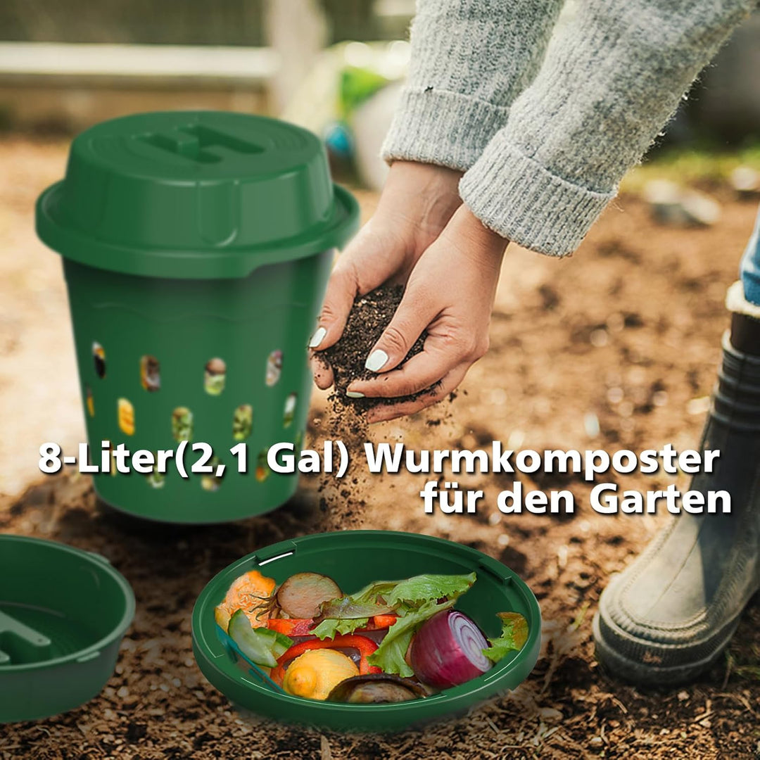 Unterirdischer Wurmkomposter, 2er-Pack 8L Beetkomposter zum Eingraben, für Garten & Hochbeet, kompos