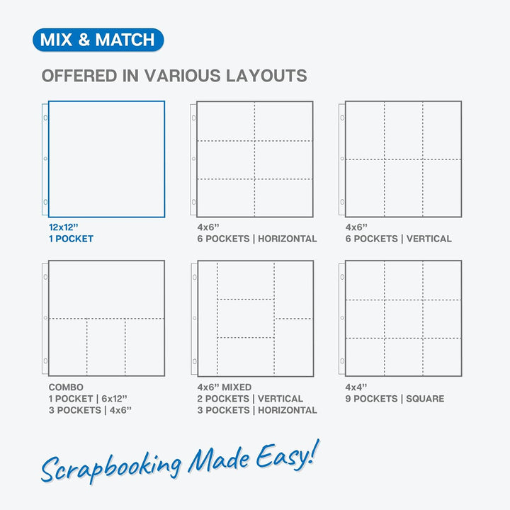 Dunwell Scrapbook-Nachfüllseiten, 30,5 x 30,5 cm, super schwer, passend für 3-Ring-Scrapbooking-Ordn