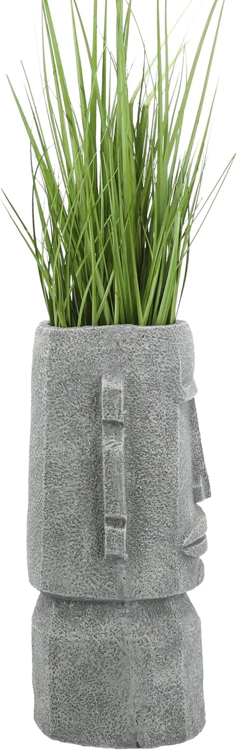 Cepewa Pflanztopf Moai Kopf │ Magnesia 20,5x46x20,5cm grau │ Blumentopf Pflanzgefäss Topf Übertopf (