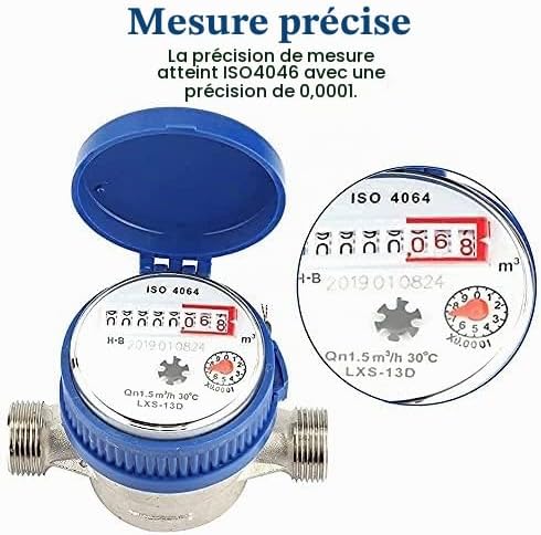 Garten-Wasserzähler Kupfer-Wasserzähler 1.5m3/h 0-40℃ Mechanischer Wasserzähler 15mm 1/2 Zoll Wasser