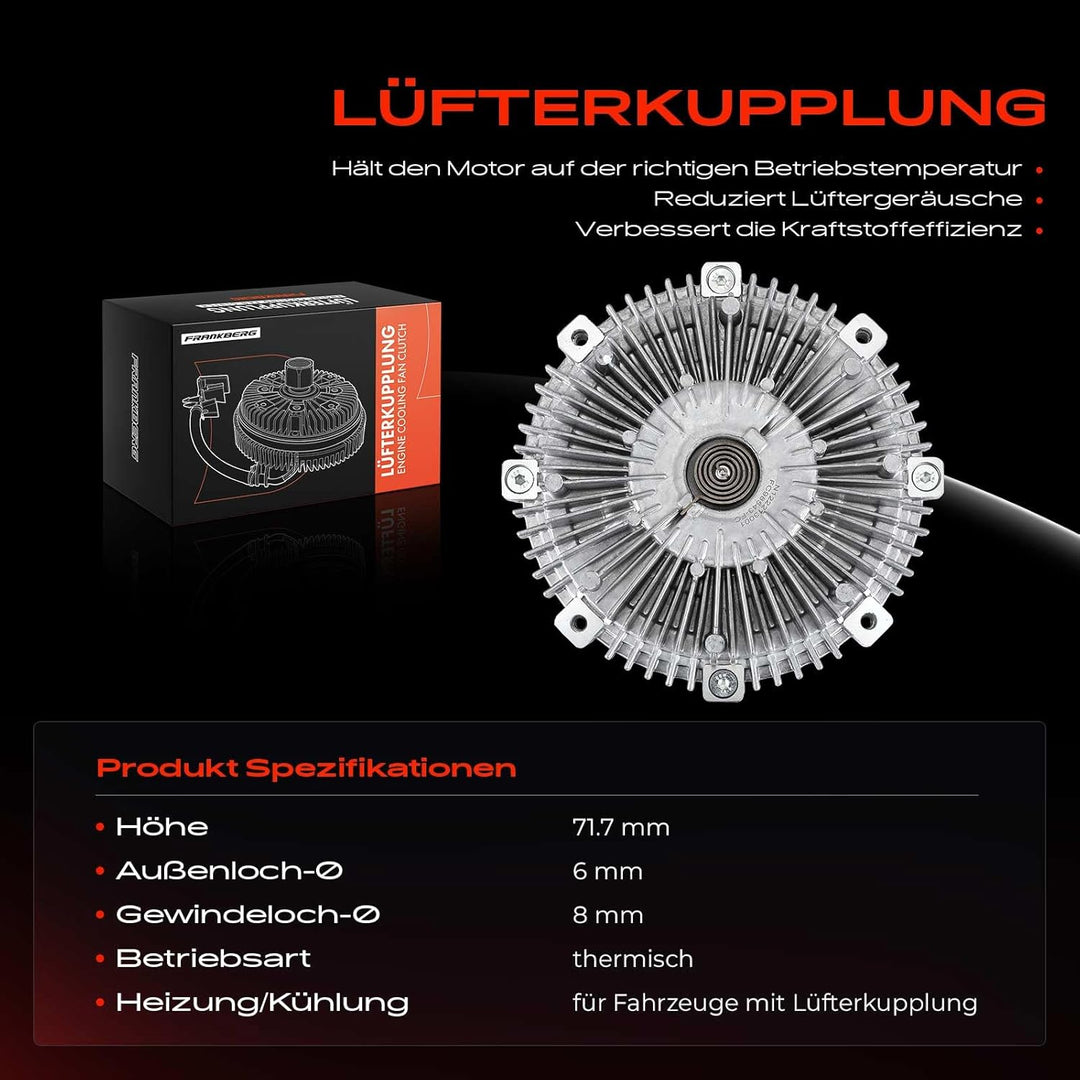 Frankberg Lüfterkupplung Kühlerlüfter Kompatibel mit Pajero II V3 W 3.2L 2000-2007 Pajero III V6W V7