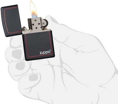 Zippo Original Feuerzeug Black Matte with Border & Logo