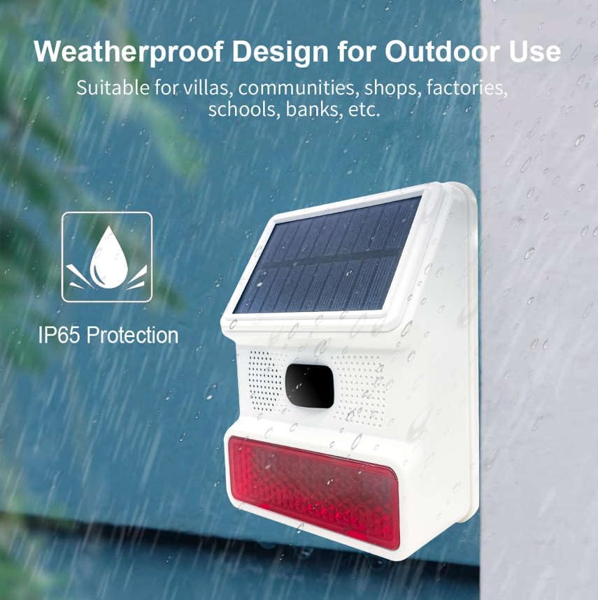 HXA523 Solar Ausensirene – Drahtlos, Kompatibel mit HUXGO Smart Home Sicherheitsystemen mit Solarpan