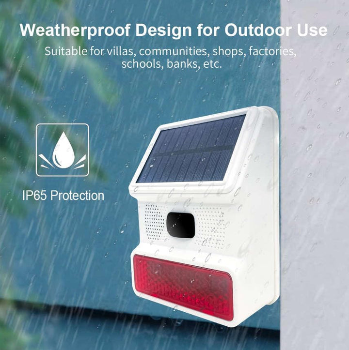 HXA523 Solar Ausensirene – Drahtlos, Kompatibel mit HUXGO Smart Home Sicherheitsystemen mit Solarpan