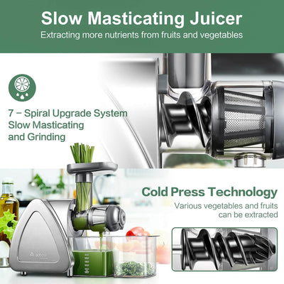 Aobosi Entsafter, Slow Juicer mit Reversierfunktion, elektrischer Entsafter mit 50 mm Öffnung, hoher