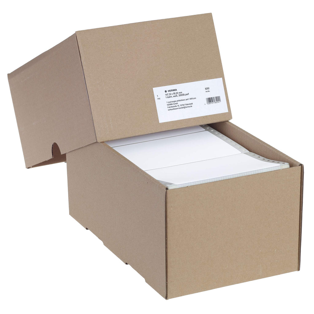 HERMA 8292 Computeretiketten endlos perforiert, 147,32 x 99,2 mm, 1-bahnig, 3000 Aufkleber, selbstkl
