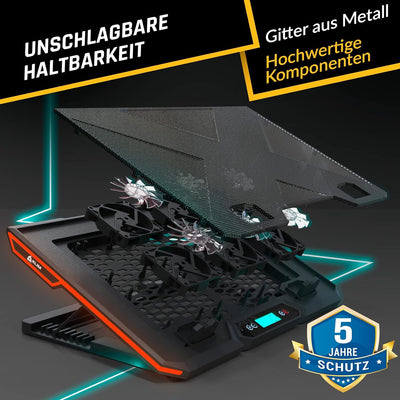 KLIM Glacier Laptop Kühler - NEU 2023-6 Fans Laptop Kühler Stand mit RGB-Hintergrundbeleuchtung - 11