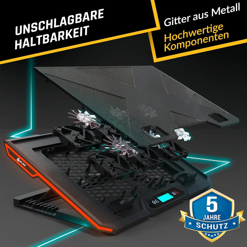 KLIM Glacier Laptop Kühler - NEU 2023-6 Fans Laptop Kühler Stand mit RGB-Hintergrundbeleuchtung - 11