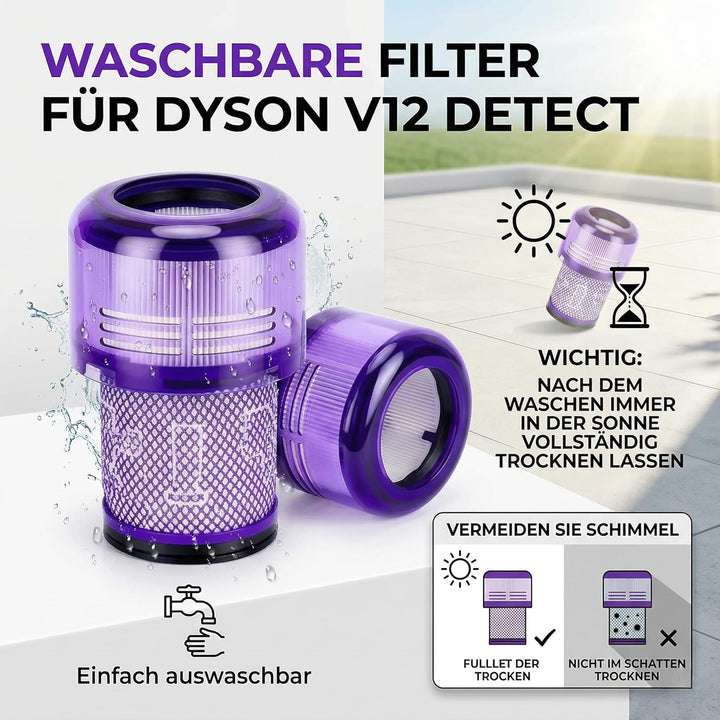 ROMIVO 2 Stück Filters für Dyson V12, Filter für Dyson V12 Slim Absolute Filter Absolute Total Clean