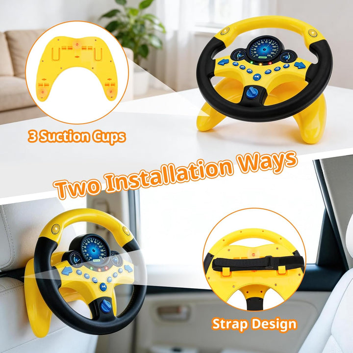 deAO Kinder Lenkrad Spielzeug mit 360° Drehfunktion, Kinder Simulierter Fahrsimulator Auto Simulatio