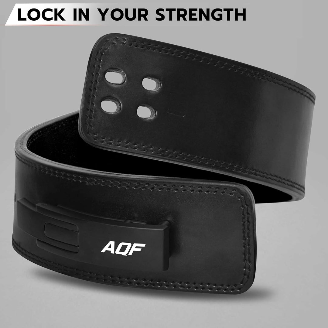 AQF Gewichthebergürtel Lever Schnalle, 4" Breit 10mm Dick Leder Belt - Genehmigt IPL USPA Kraftraini