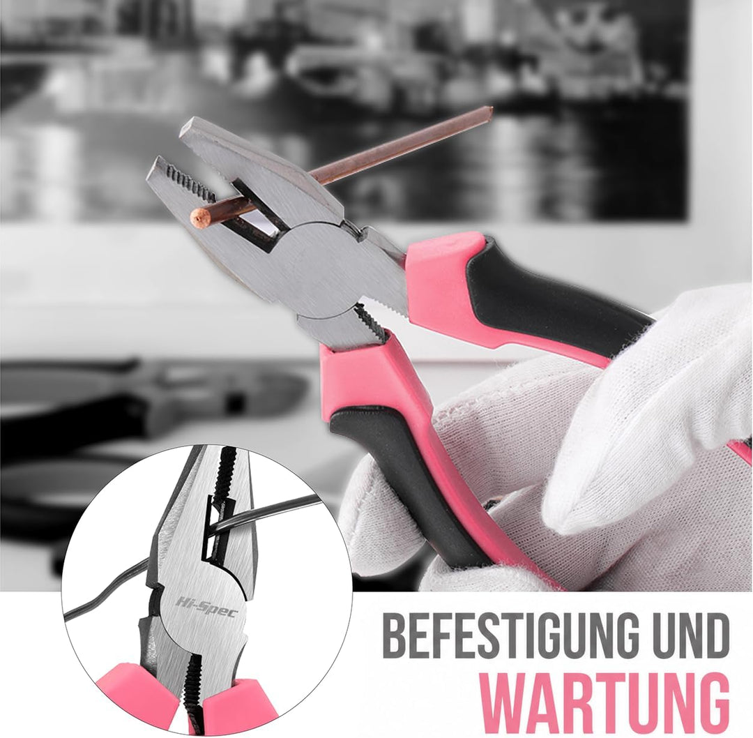 Hi-Spec 24tlg. Rosa Haushalts Mini Werkzeug-Set für Frauen passend für WG-Zimmer oder Unterwegs 24 T