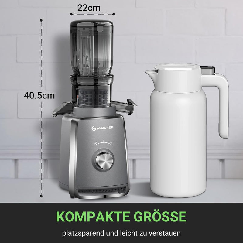 AMZCHEF Entsafter Slow Juicer 103MM Breiter Schacht - 250W Entsafter Gemüse und Obst Testsieger - Ka