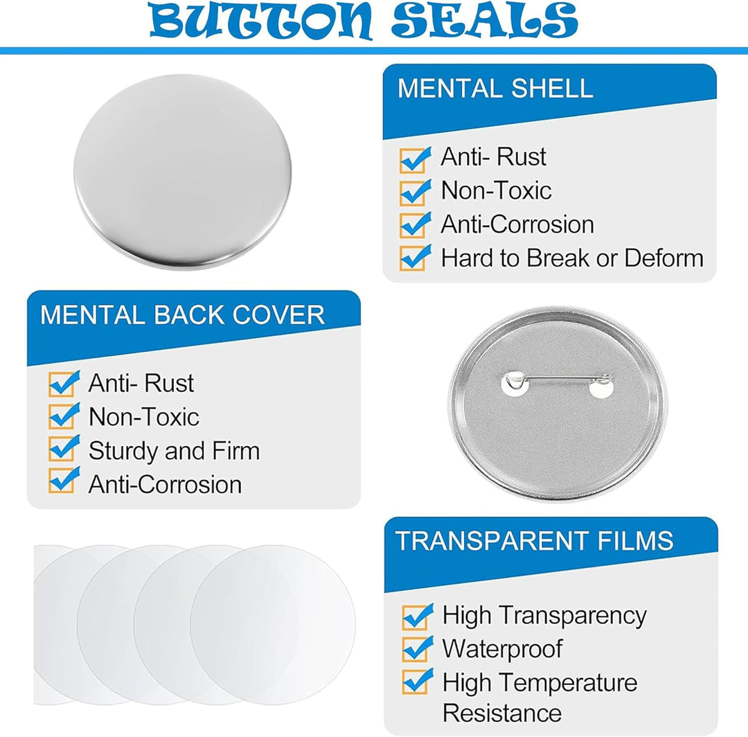 100 Stück 58mm/2.25 Inch Leere Schaltfläche Abzeichen Teile für Buttonmaschine, Metall Anstecknadeln