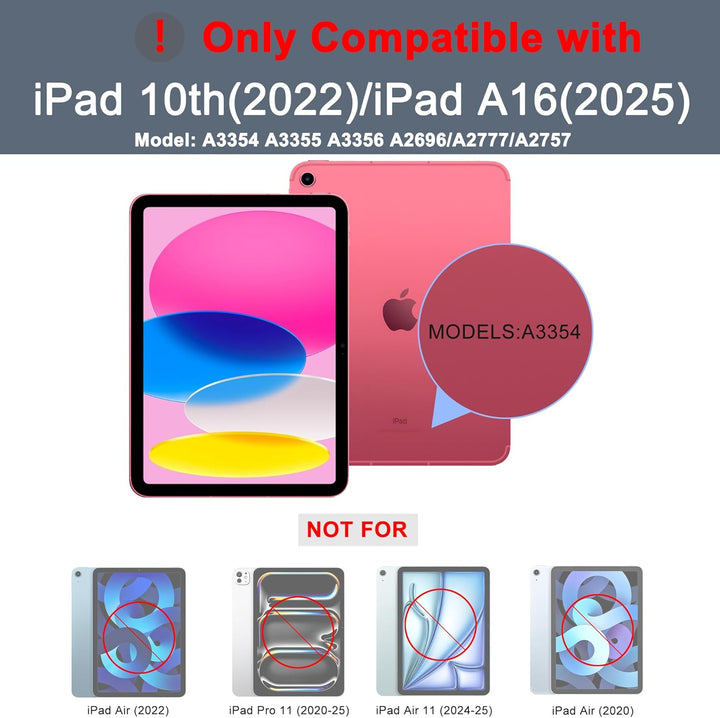 ROOFEI Hülle mit Tastatur für iPad (A16) 11.Generation 11" 2025, iPad 10. Generation 10.9" 2022-7 Fa