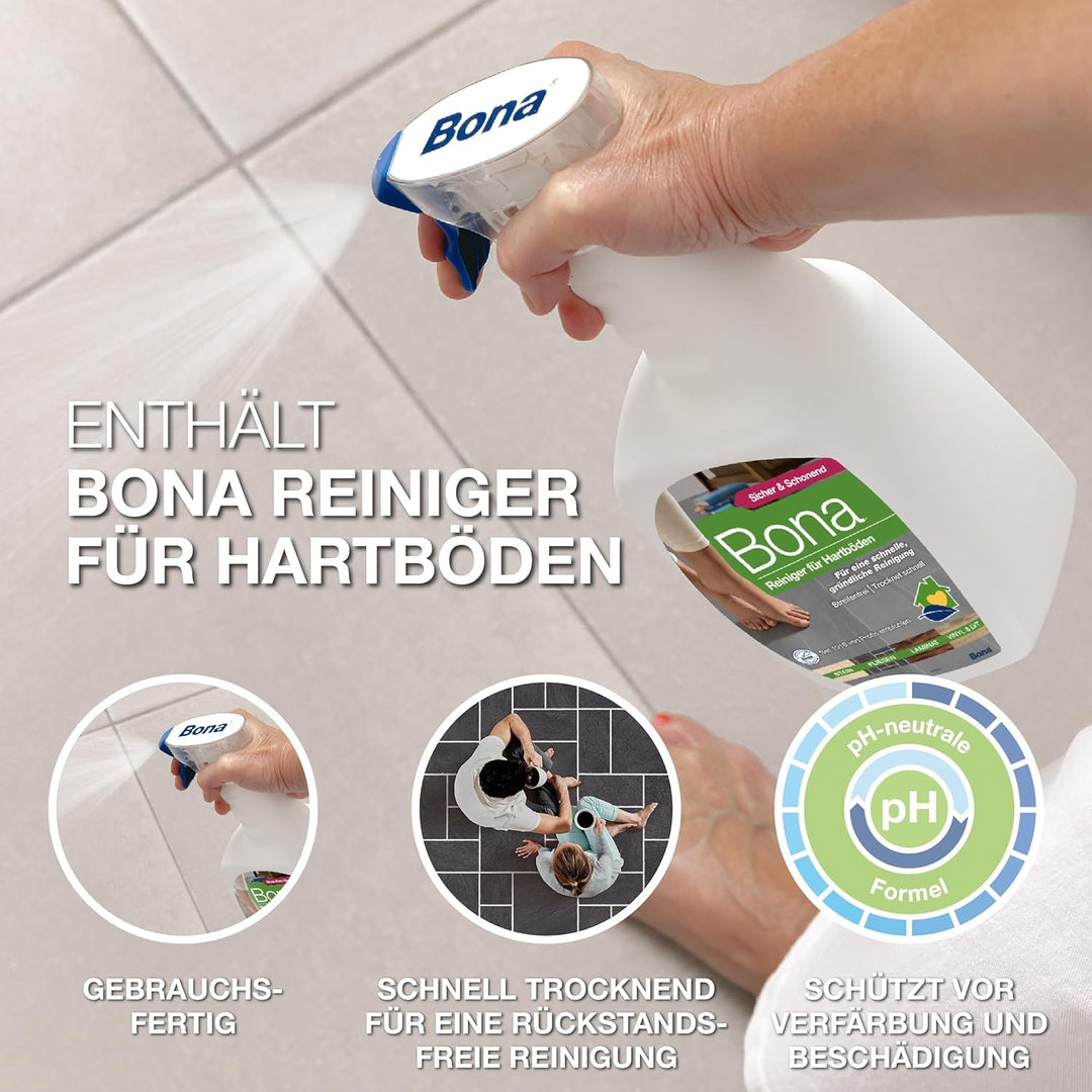 Bona Laminat Reinigungsset, Mikrofaser, Stein, Fliesen- und Laminatreiniger, 1L, 1000