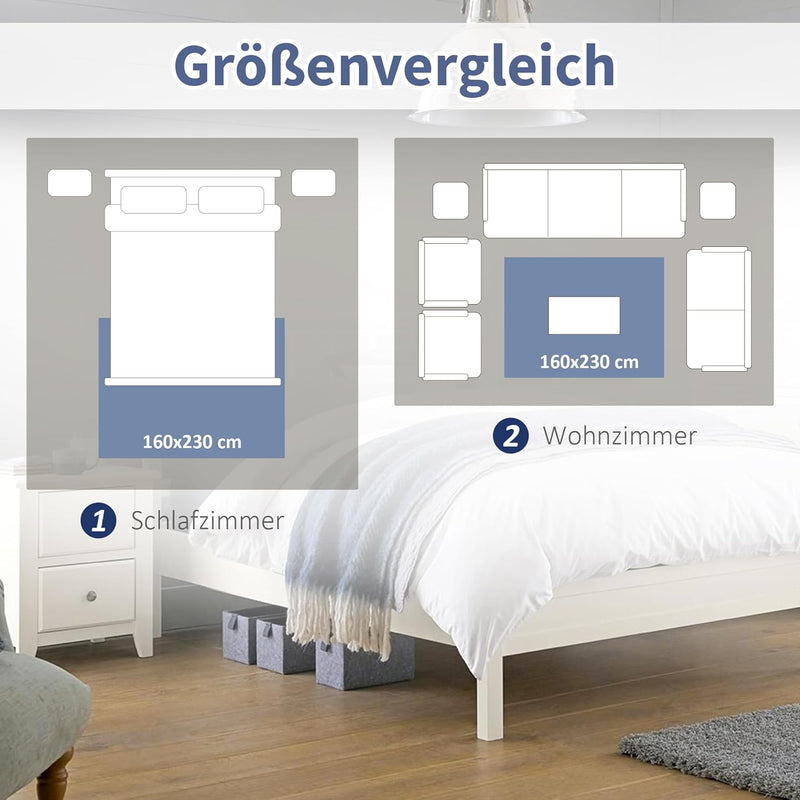 HOMCOM Flauschiger Teppich Anti-Rutsch Unterseite für Wohnzimmer Schlafzimmer modern Kurzflor Grau 1