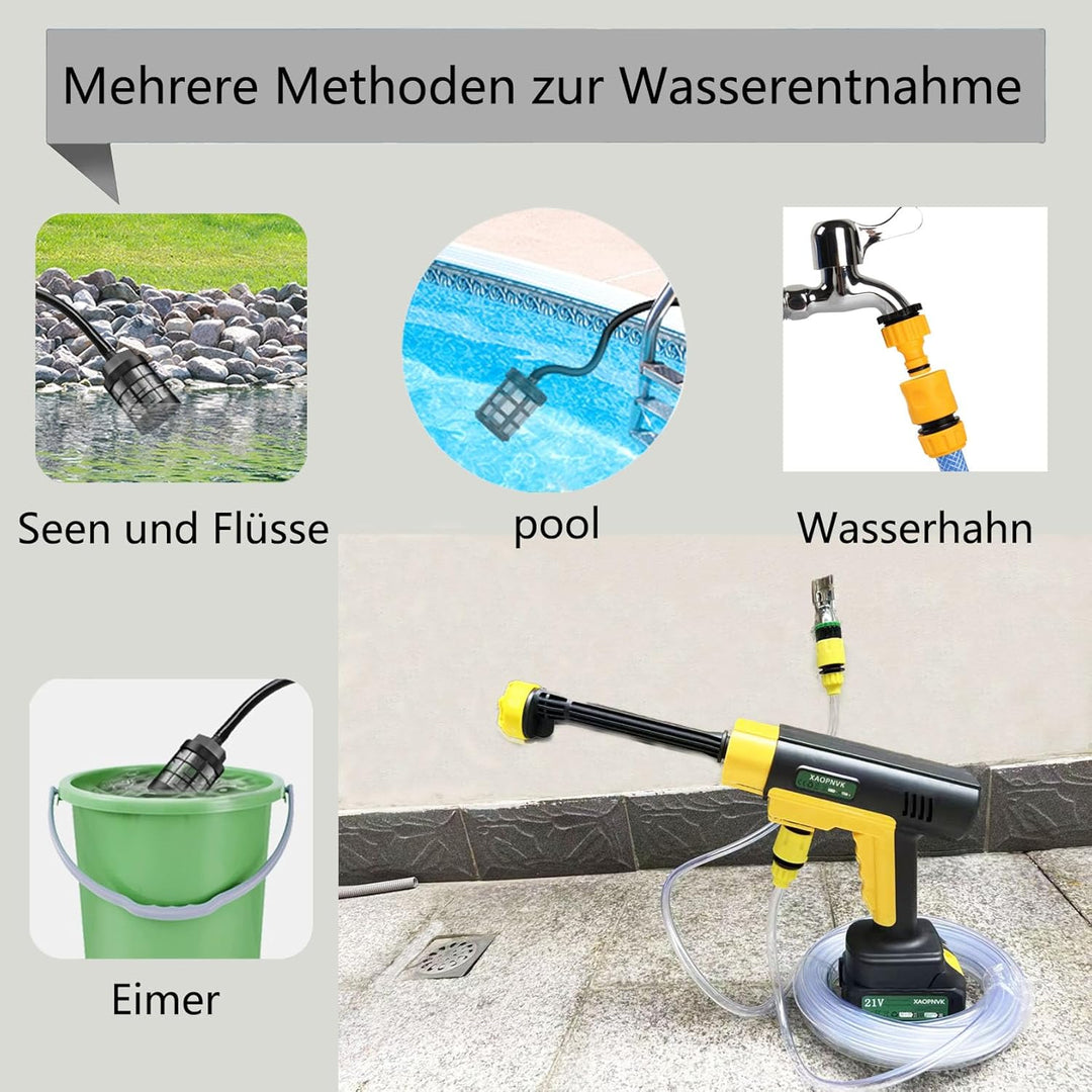 Akku Hochdruckreiniger, Tragbar Hochdruckreiniger mit 1200 PSI, Direkt an Den Wasserhahn Anschliessb