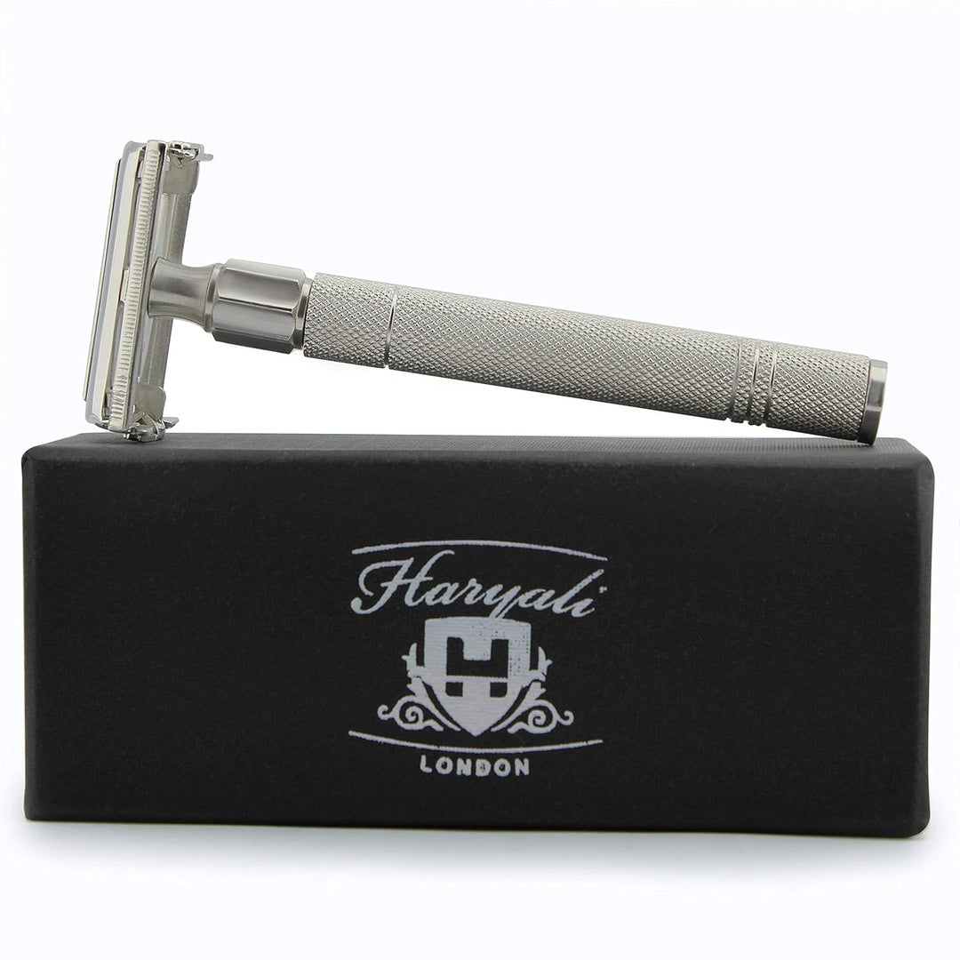 Twist Rasierhobel Herren – Klassischer Vintage Edelstahl Rasierer mit Butterfly-Öffnung – Doppel¬kli