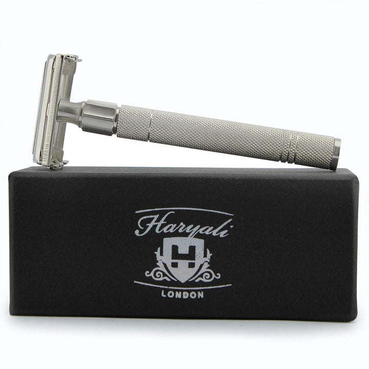 Twist Rasierhobel Herren – Klassischer Vintage Edelstahl Rasierer mit Butterfly-Öffnung – Doppel¬kli