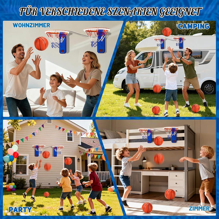 Mini Basketballkorb, 2pcs Basketballkorb mit Elektronische Anzeigetafel, Indoor Hoop Höhenverstellba