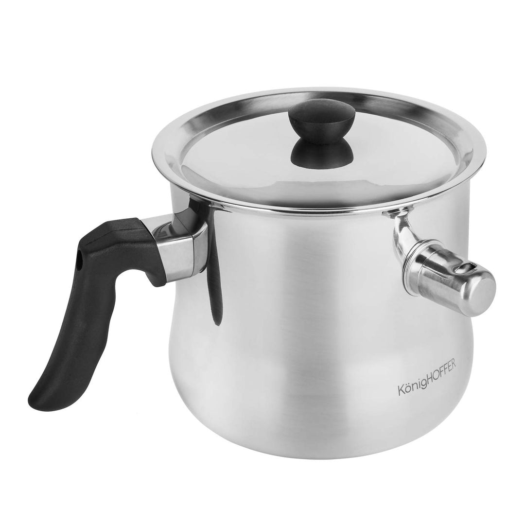 1,5L Milchtopf mit Deckel, Kochtopf, Doppelkessel, doppelwandig mit Bakelitgriff, Butterschmelz-/Pud