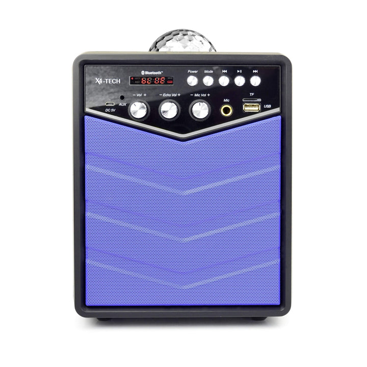 X4-TECH Rockstar – Tragbarer Bluetooth Lautsprecher - Mobile Soundanlage - Karaoke Anlage Party Disc